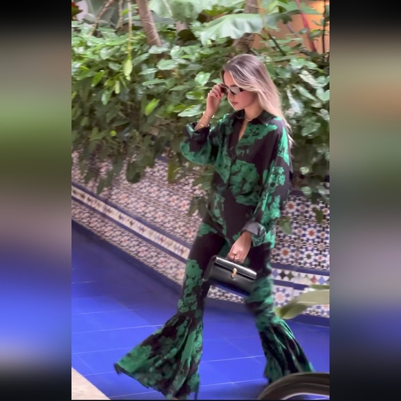 *LAST CHANCE* WHITE LOTUS PATTERNED RUFFLE-TRIMMED PANTS SIZE 10 NWT - Picture 9 of 13